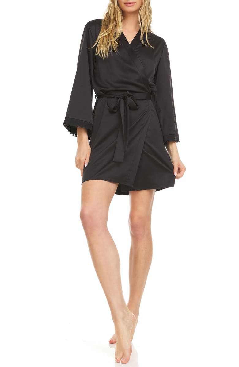 Flora Nikrooz Victoria Lace Trim Charmeuse Wrap, Main, color, 