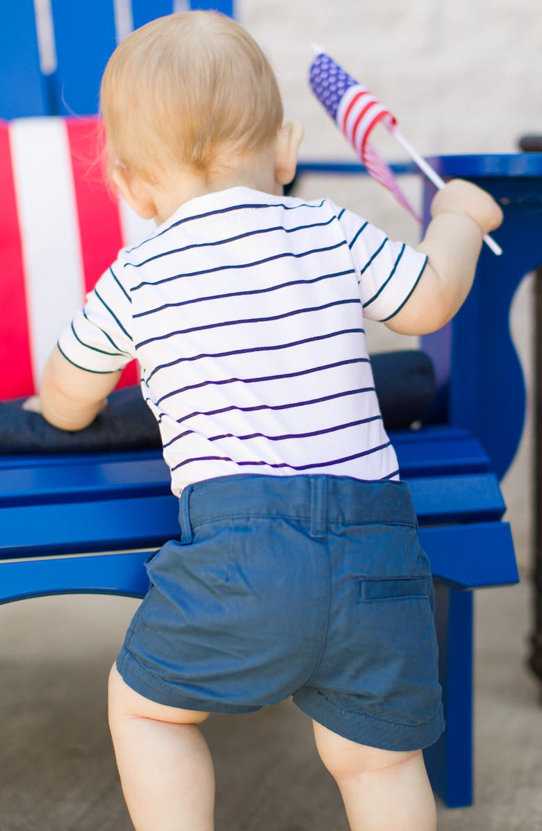 RuggedButts Stripe Henley Bodysuit, Alternate, color, White/ Blue