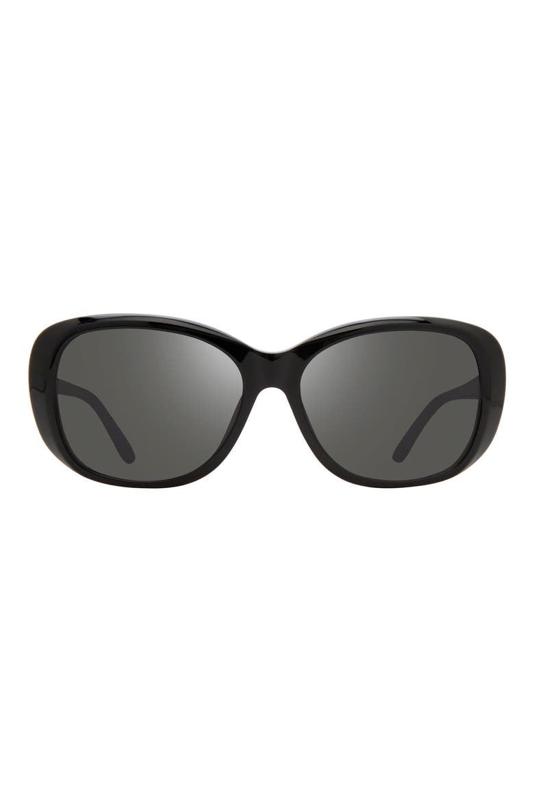 63mm Oval Polarized Sunglasses, Main, color, BLACK