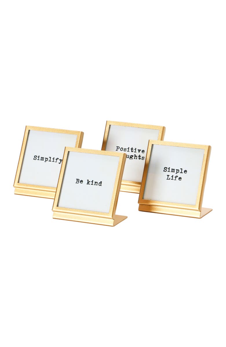 Storied Home Frame with Easel & Saying, Main, color, Gold