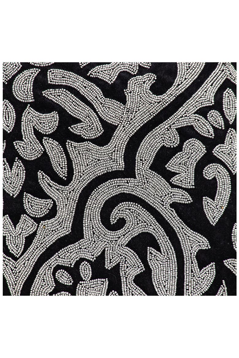Carmela Beaded Velvet Throw Pillow, Alternate, color, BLACK