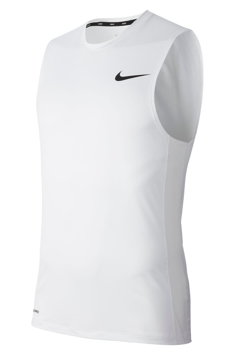 Pro Dri-FIT Sleeveless T-Shirt, Alternate, color, WHITE/ BLACK