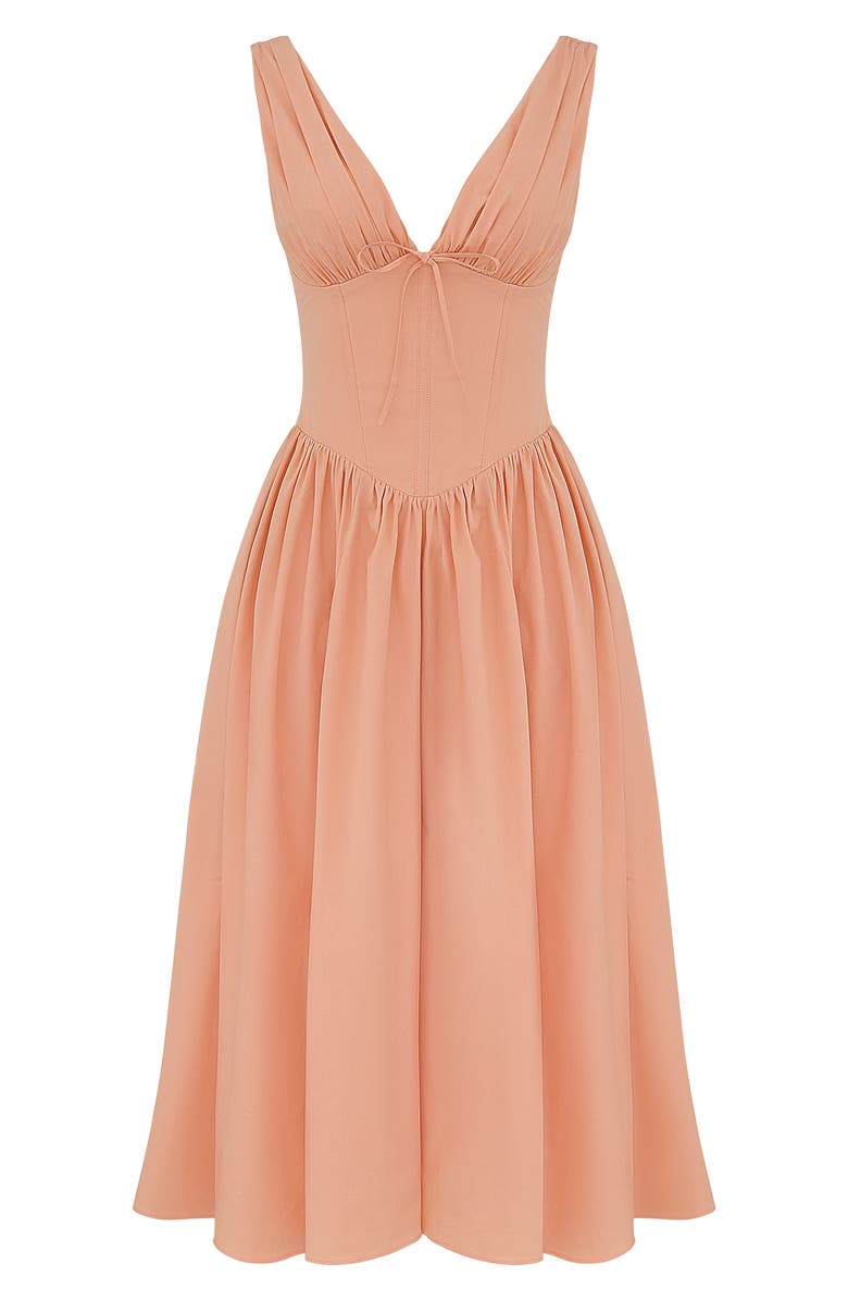 HOUSE OF CB Emmelina Corset Bodice Cocktail Dress, Alternate, color, Papaya Punch