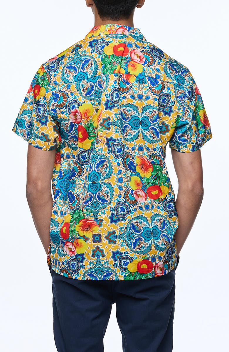 RANEES Printed Camp Shirt, Alternate, color, Blue