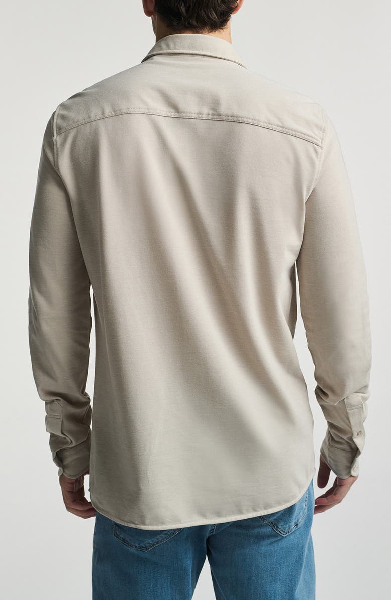 Mavi Jeans Piqué Button-Up Shirt, Alternate, color, Silver Lining