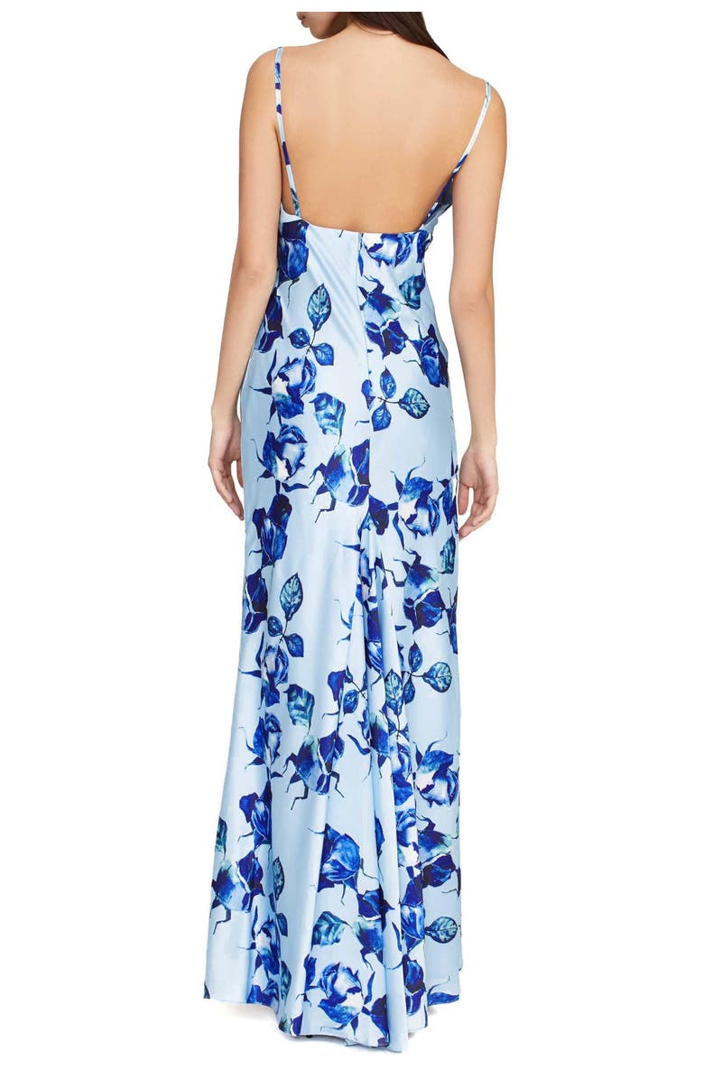 Mac Duggal Floral Print Cami Slip Gown, Alternate, color, Blue Multi