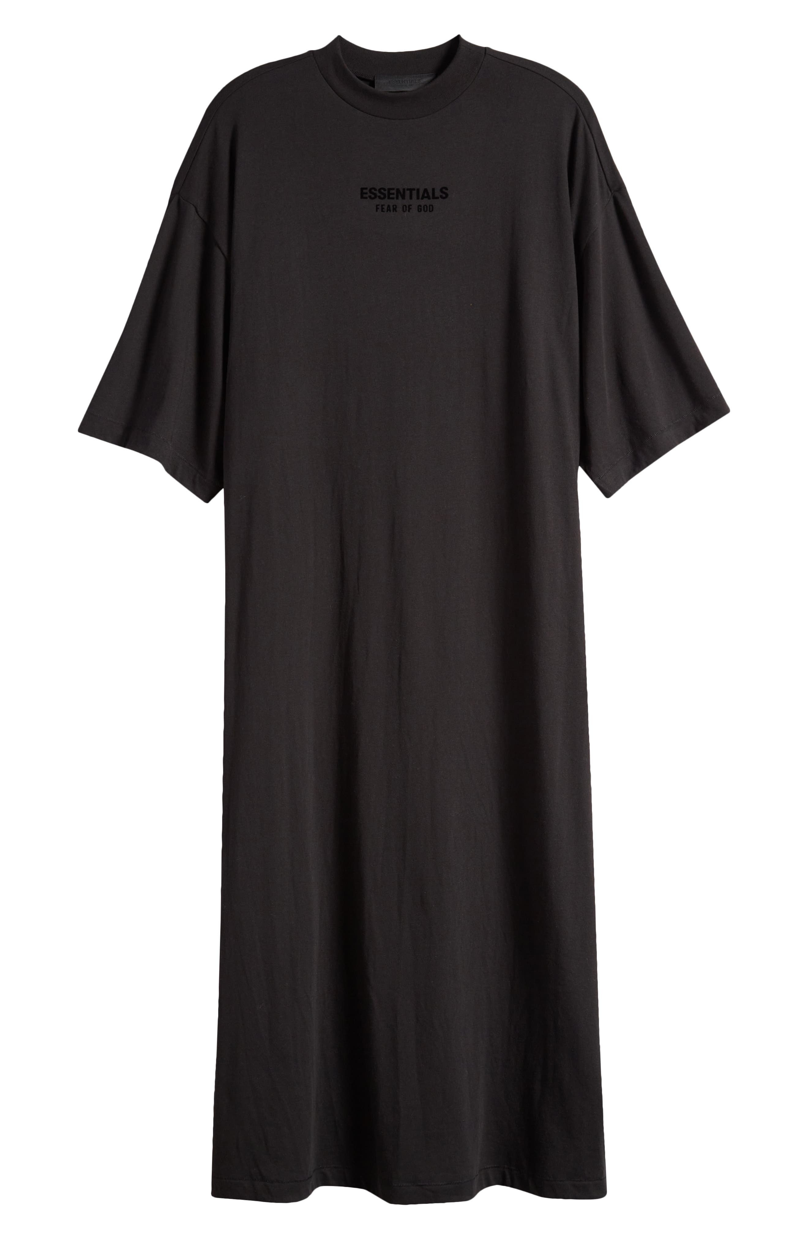fear of god t shirt dress Fear Of God Logo-Print Cotton-Blend Maxi T-Shirt Dress in Black