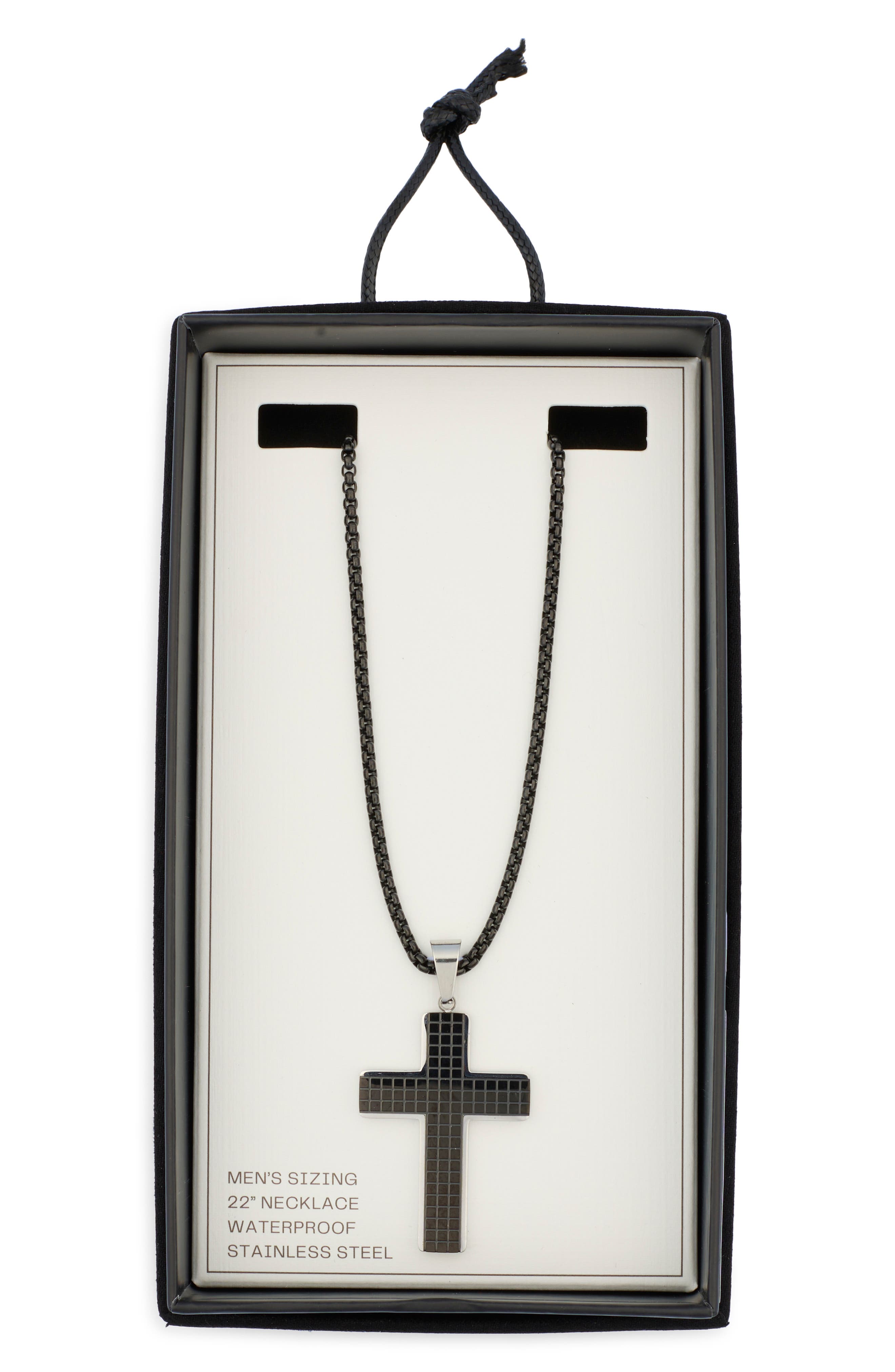 NORDSTROM RACK Men's Two-Tone Stainless Steel Cross Pendant Necklace