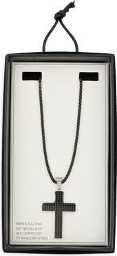 NORDSTROM RACK Men's Two-Tone Stainless Steel Cross Pendant Necklace