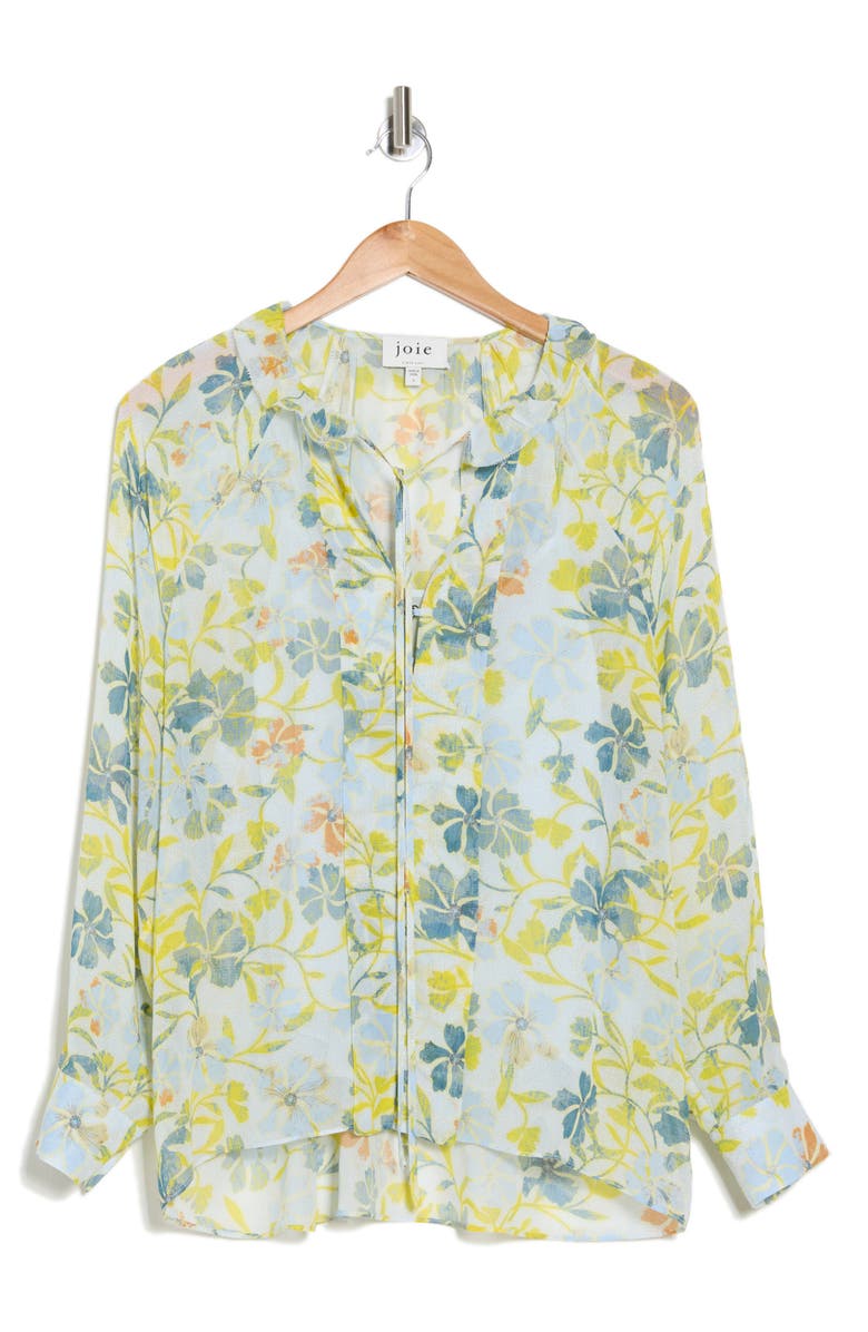 Joie Daisy Print Tie Neck Silk Blouse, Alternate, color,