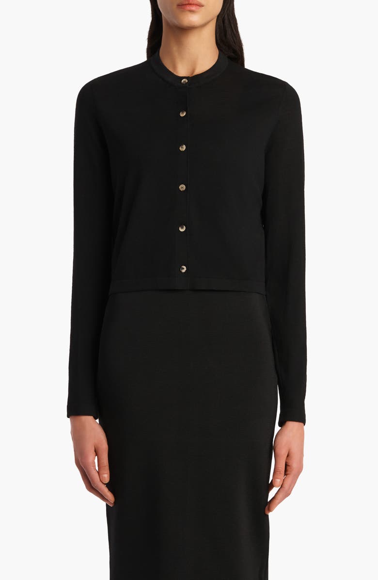Khaite Brieta Merino Wool Blend Cardigan, Main, color, Black