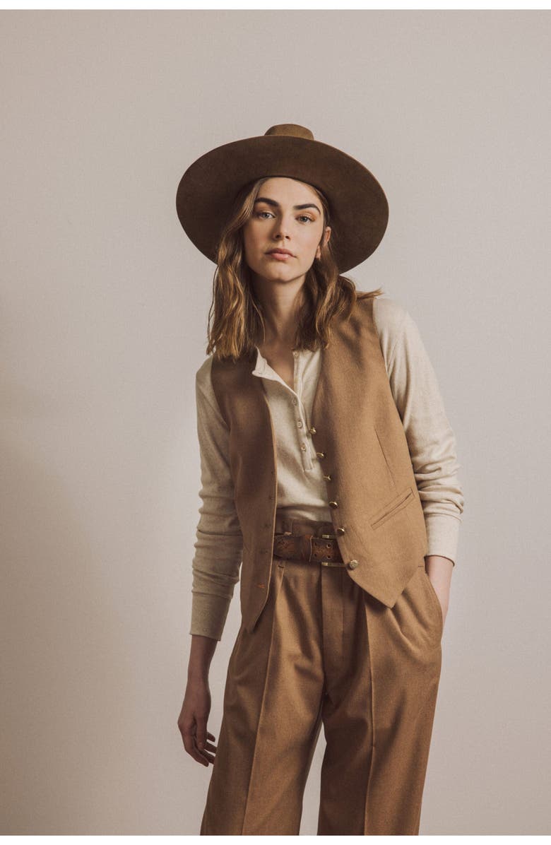 Fortela Demi Wool Vest, Alternate, color, Camel