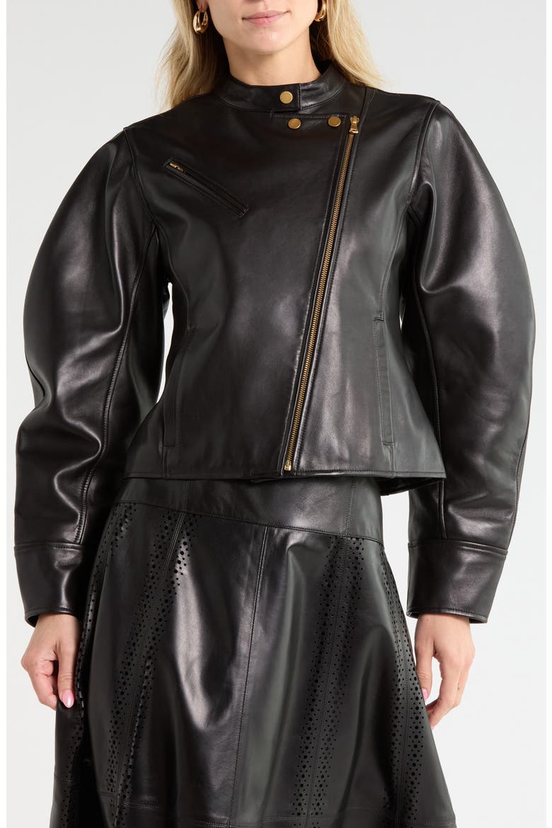 Ilaria Leather Jacket, Main, color, NOIR