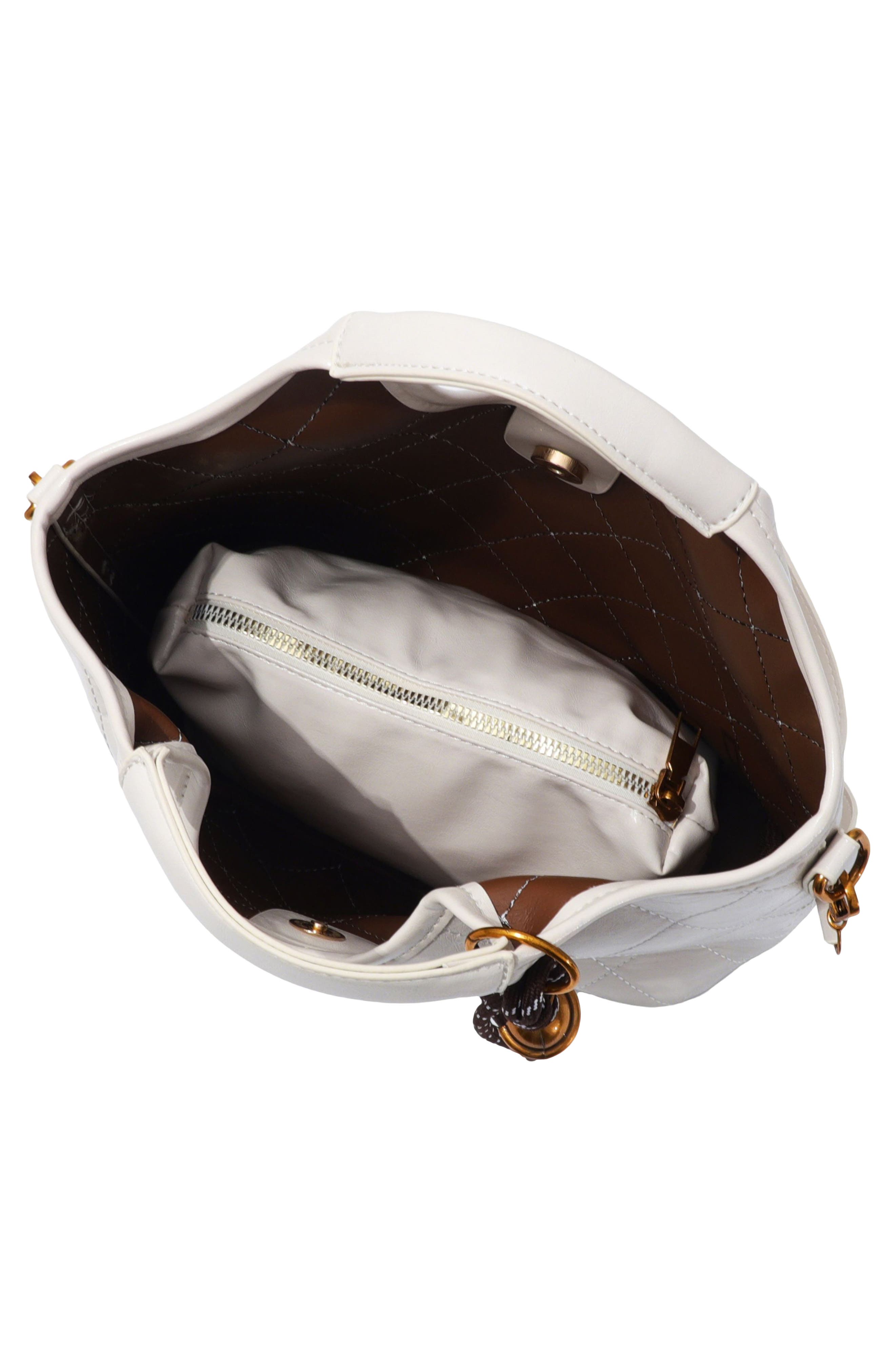Quilted Faux Leather Handle Bag, Alternate, color, WHITE