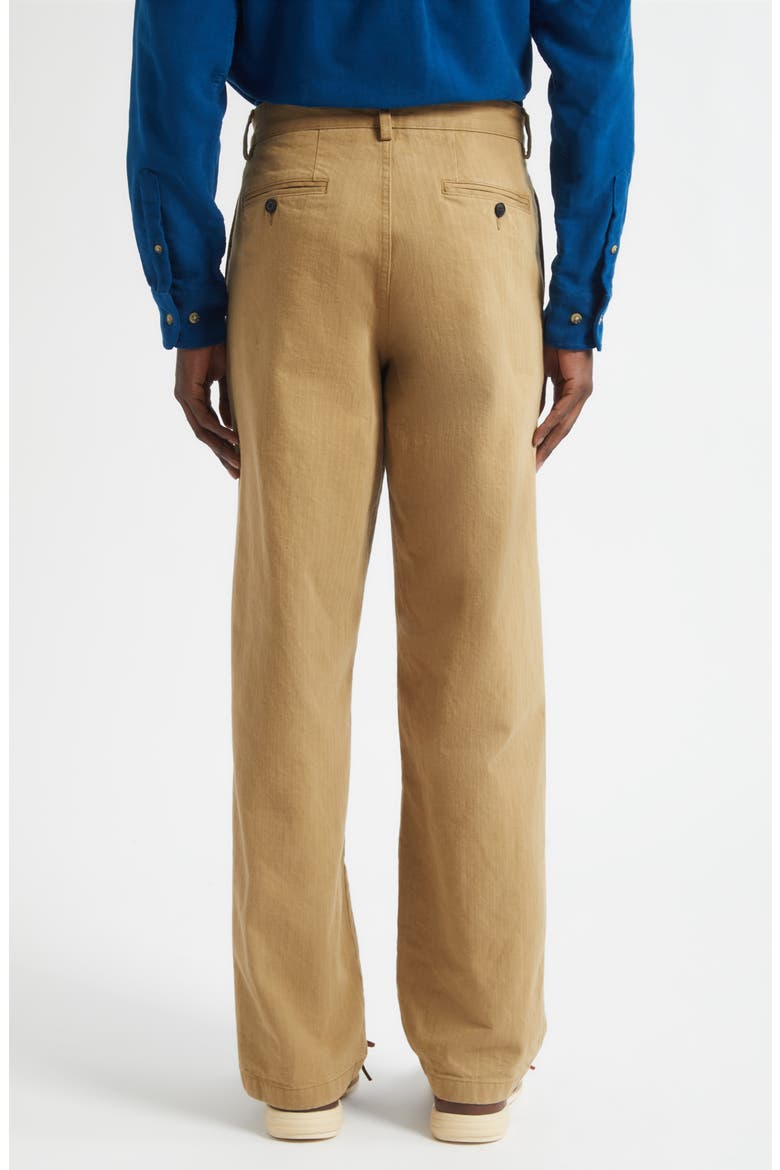 Double Pleat Cotton Herringbone Pants, Alternate, color, KHAKI