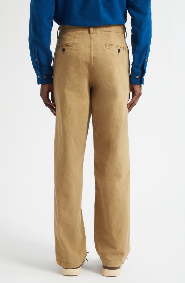 Noah Double Pleat Cotton Herringbone Pants, Alternate, color, Khaki