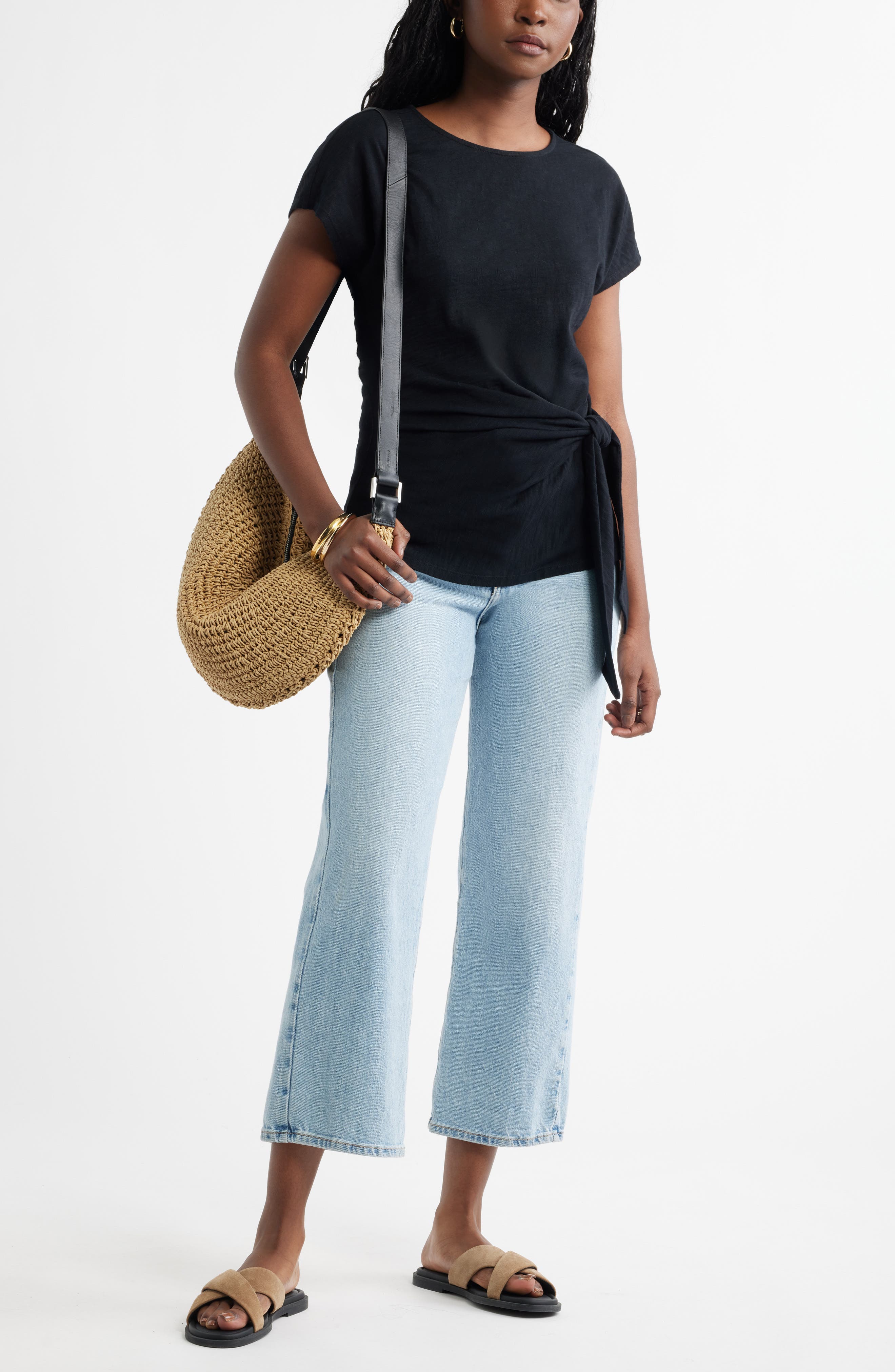 Drop Shoulder Tie Front Top - image 2