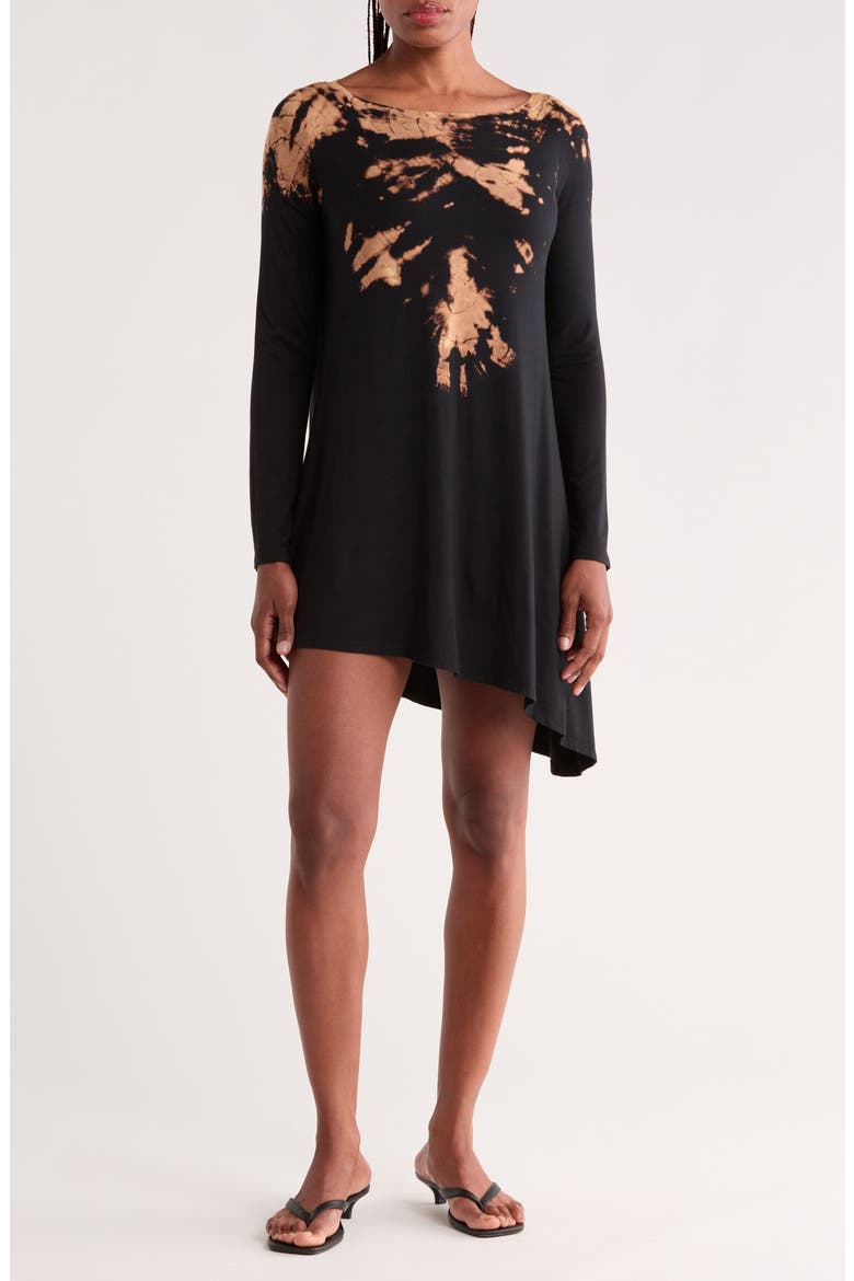 Boxy Garment Dyed Tunic Top, Main, color, BLACK CLOUD WASH