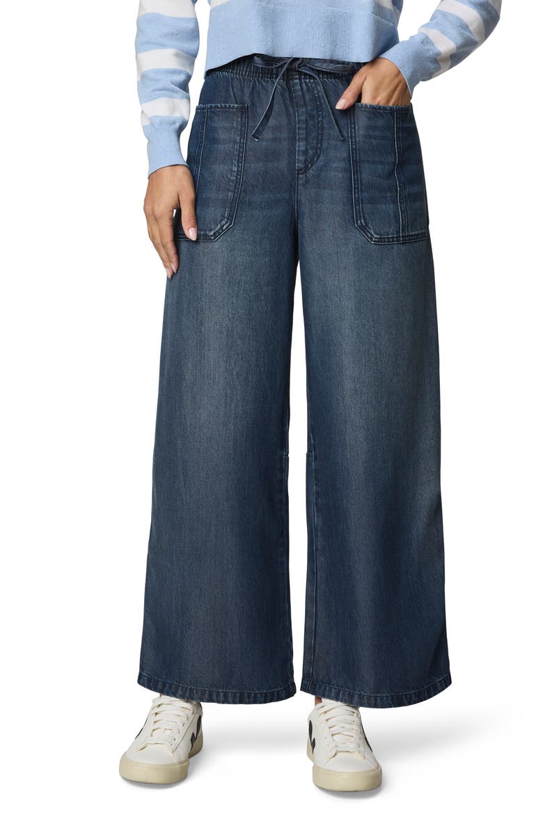 Denim Drawstring Pants, Main, color, DARK RINSE