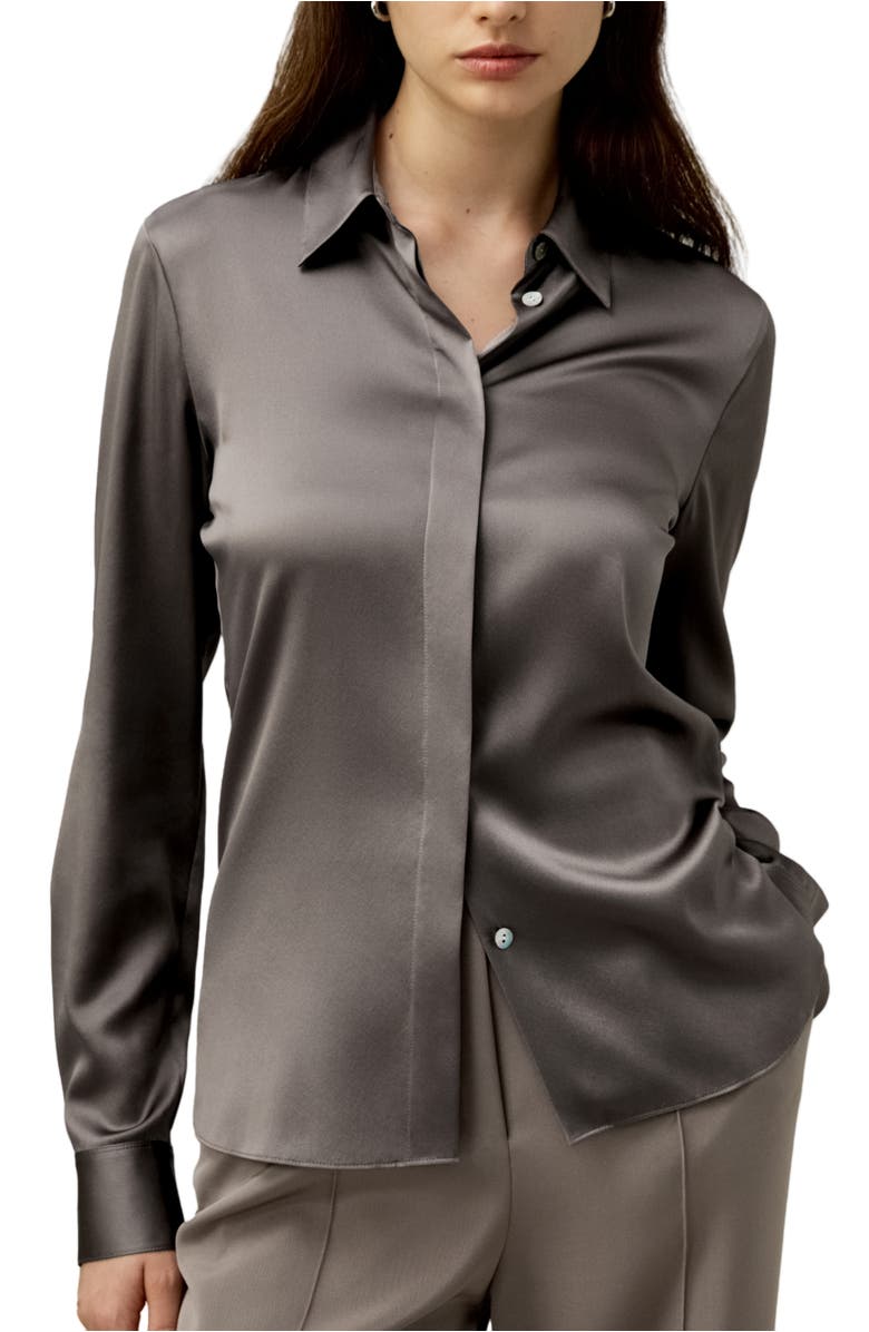 Lilysilk Elegant Silhouette Silk Shirt, Main, color, Mercury