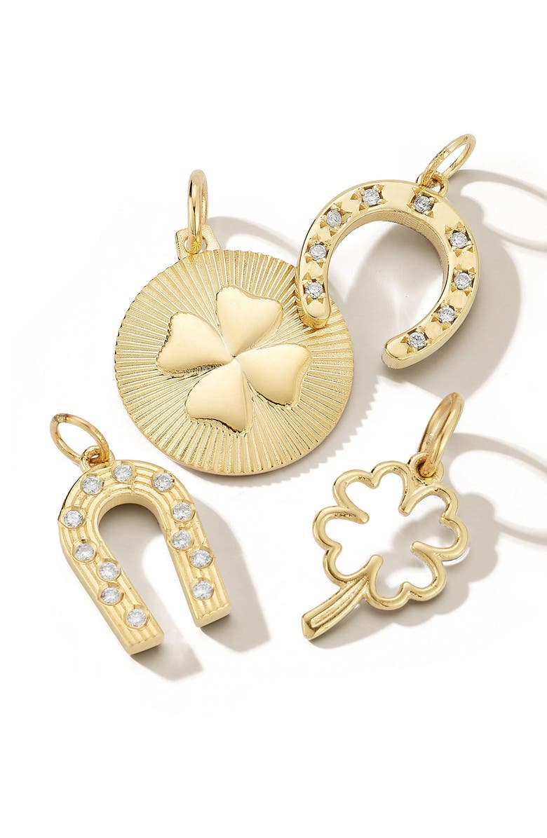 Ember Fine Jewelry 14K Yellow Gold Diamond Horseshoe Charm, Alternate, color, Gold