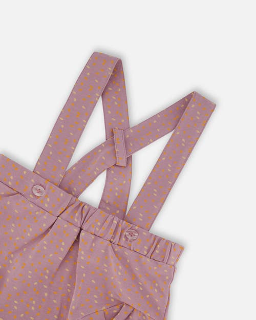 Deux Par Deux Baby Girl's Printed Organic Cotton Bodysuit And Shortall Set Orange And Purple In Orange And Purple