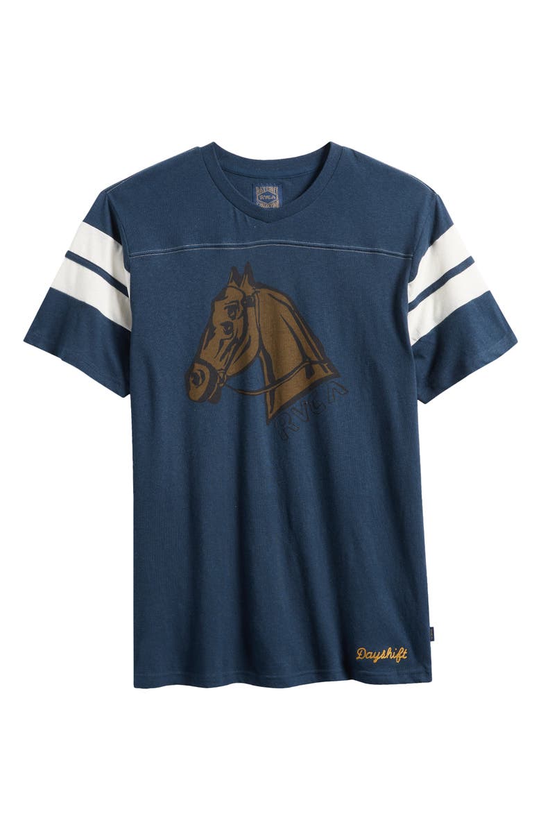 RVCA x Kevin 'Spanky' Long Dayshift Cotton & Hemp Graphic T-Shirt, Alternate, color, Garage Blue