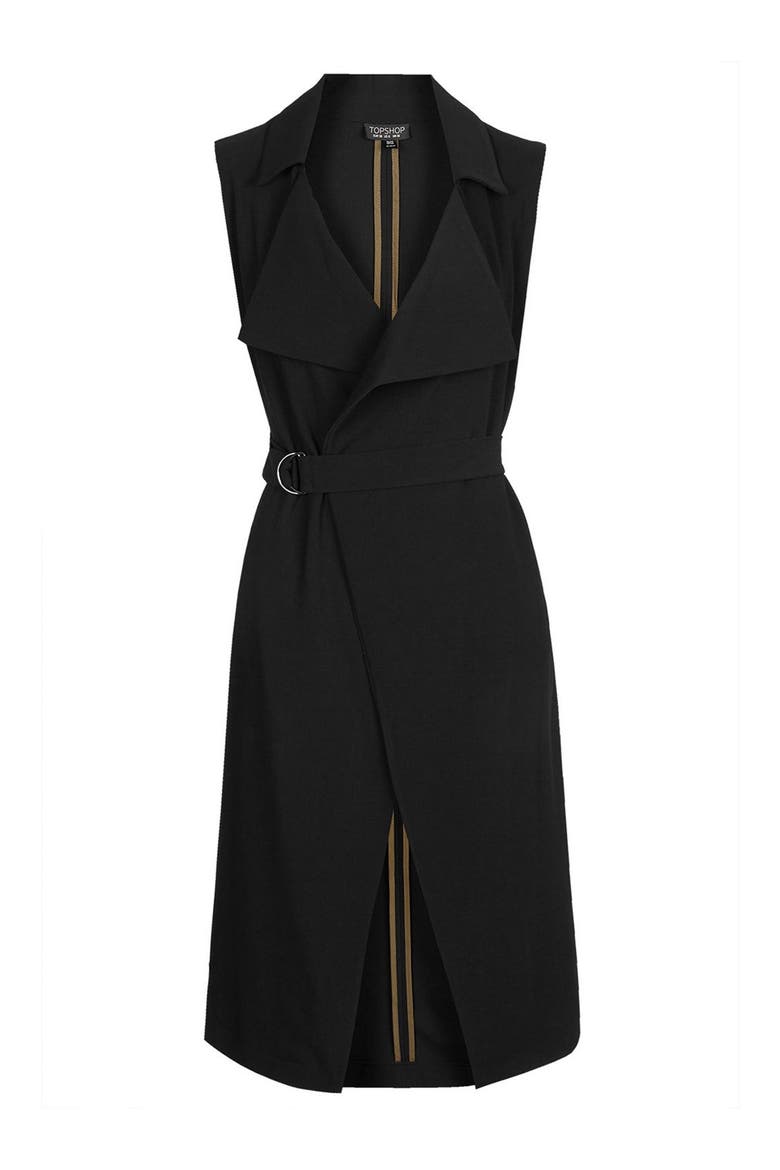 Sleeveless D-Ring Duster, Alternate, color, BLACK