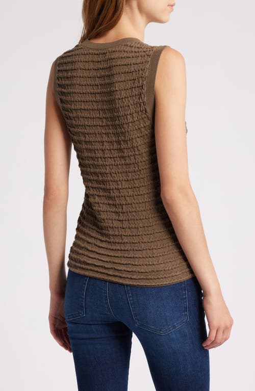Frame Smocked Silk Blend Sleeveless Top In Green