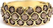 Haus of Brilliance 10K Yellow Gold Plated Sterling Silver 1.0 ctw Brown Diamond Scalloped Motif Band Ring