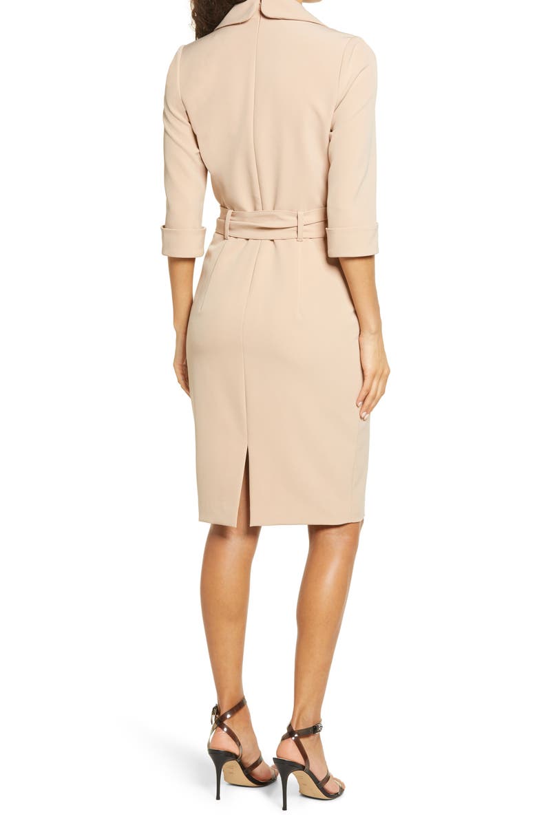 Black Halo Lucinda Faux Wrap Coat Dress, Alternate, color, Desert Sand