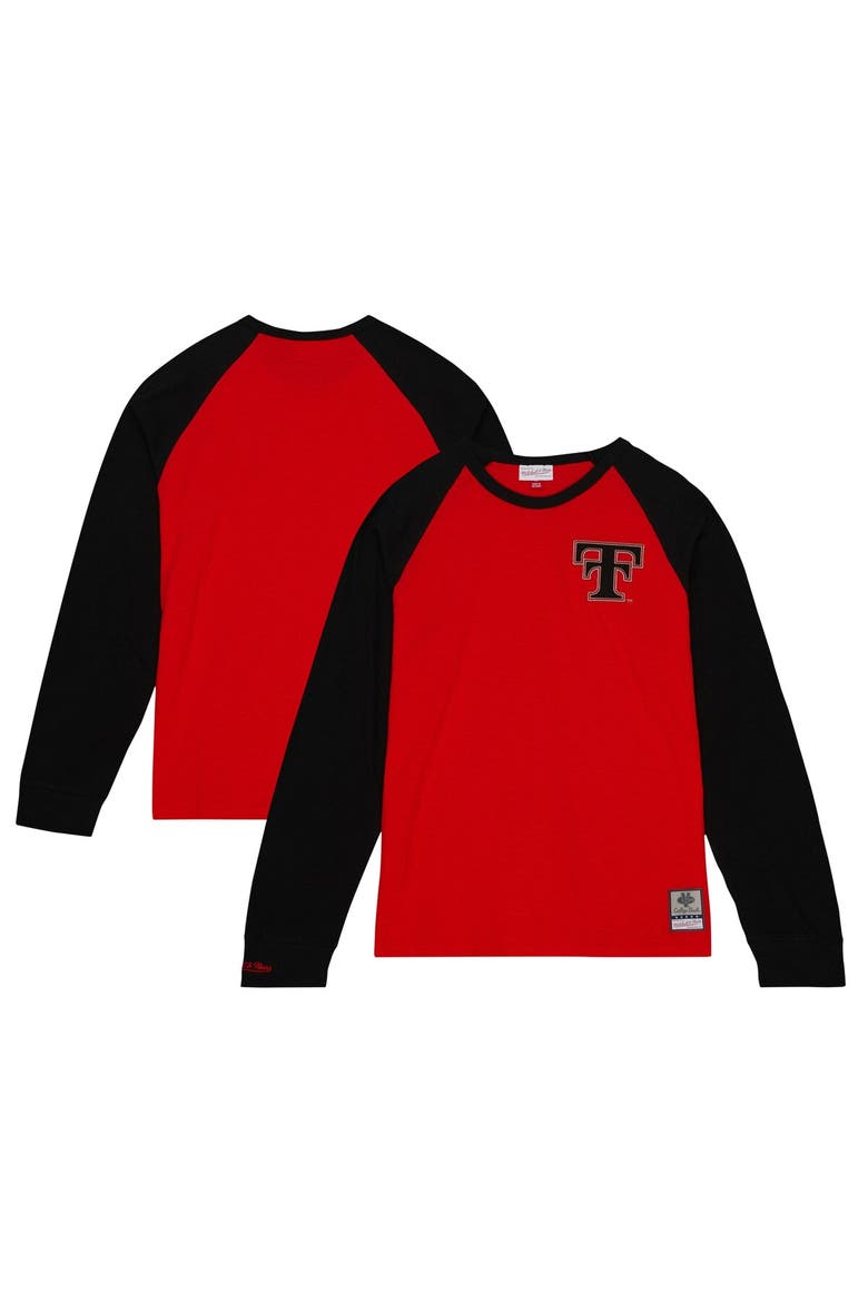 Men's Mitchell & Ness Red Texas Tech Red Raiders Legendary Slub Raglan Long Sleeve T-Shirt, Main, color, Red