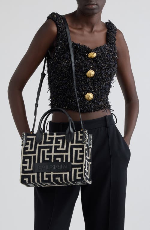 Balmain Small B-army Logo Canvas Shopper Tote In Gfe Black