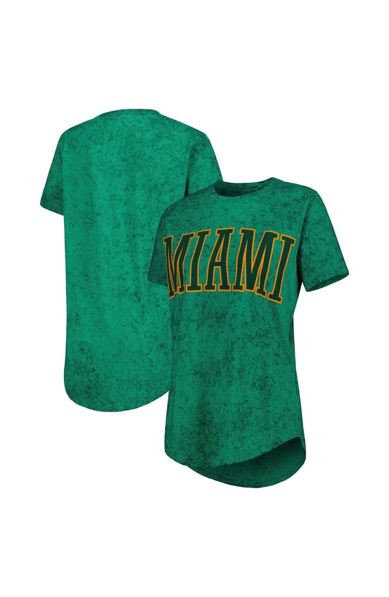 PRESSBOX Women's Pressbox Green Miami Hurricanes Southlawn Sun-Washed T-Shirt, Main, color, 