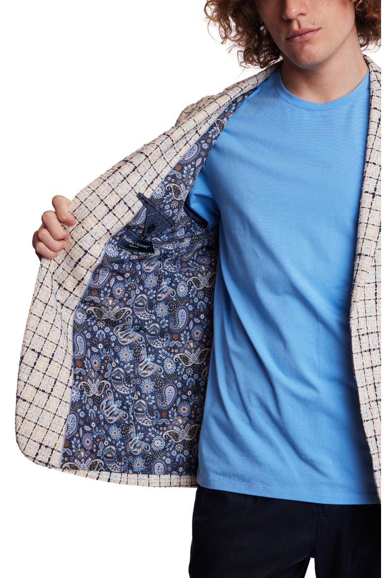 Dover Slim Fit Textured Plaid Sport Coat, Alternate, color, BEIGE NAVY CHECK