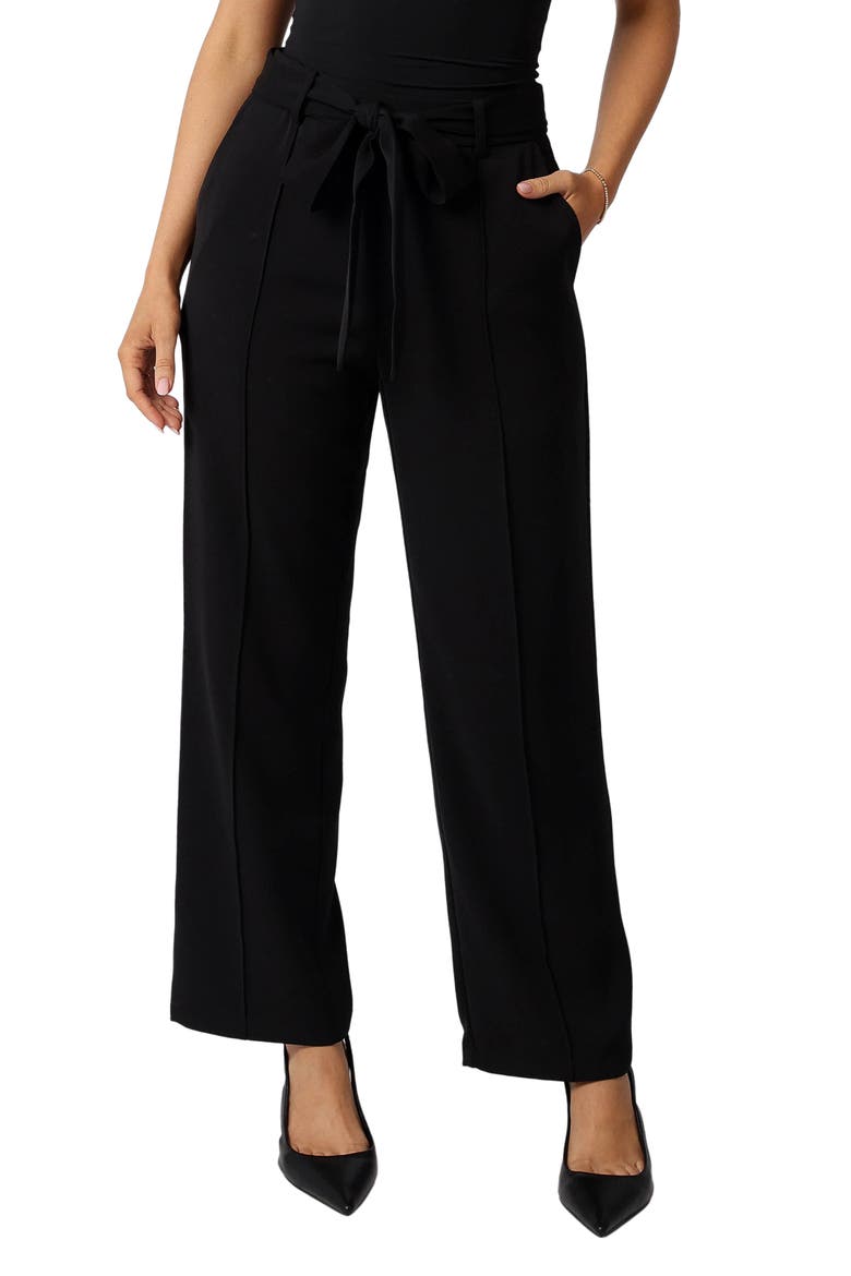 Averie Tie Waist Straight Leg Pants, Main, color, BLACK