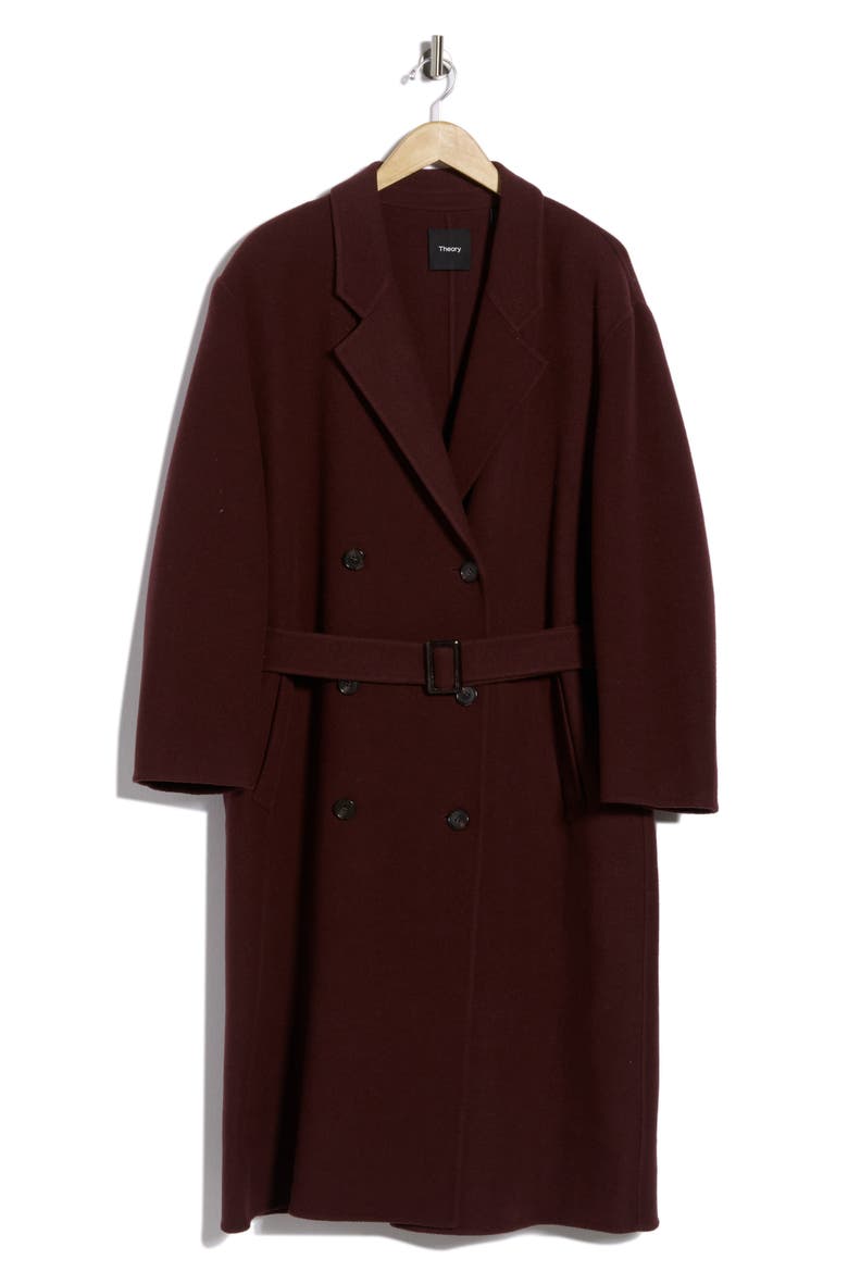 Long Wool & Cashmere Trench Coat, Alternate, color, BURGUNDY