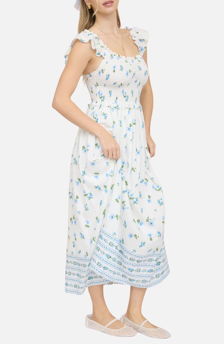 Blu Pepper Floral Ruffle Fit & Flare Midi Dress, Alternate, color, Blue Multi