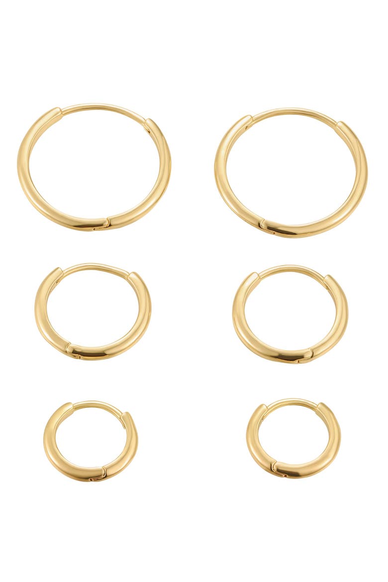 Vega Set of 3 Hoop Earrings, Main, color, GOLD