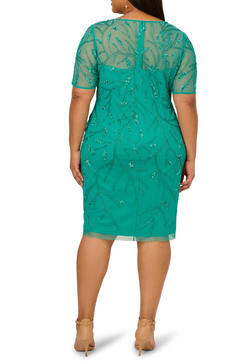 Bead Embellished Cocktail Dress, Alternate, color, EXOTIC JADE