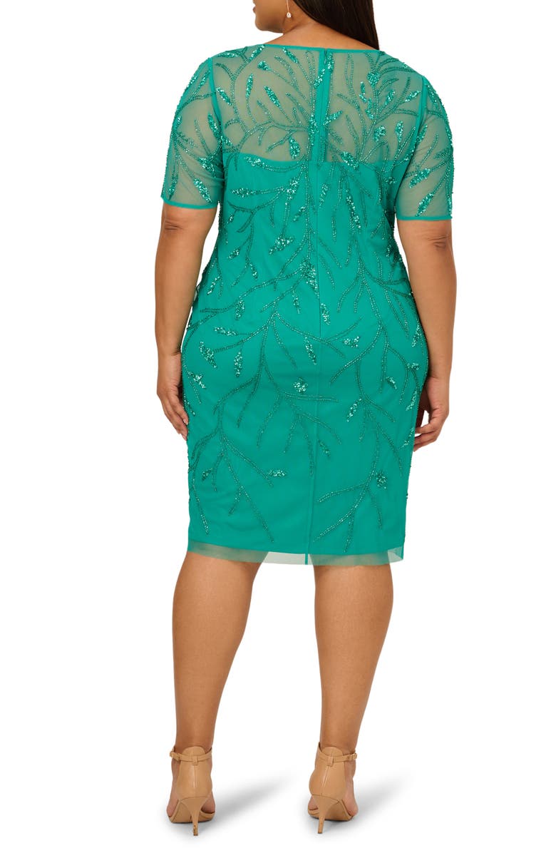 Adrianna Papell Bead Embellished Cocktail Dress, Alternate, color, Exotic Jade