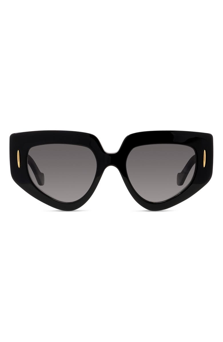 Loewe Anagram 51mm Geometric Sunglasses, Main, color, Shiny Black / Gradient Smoke