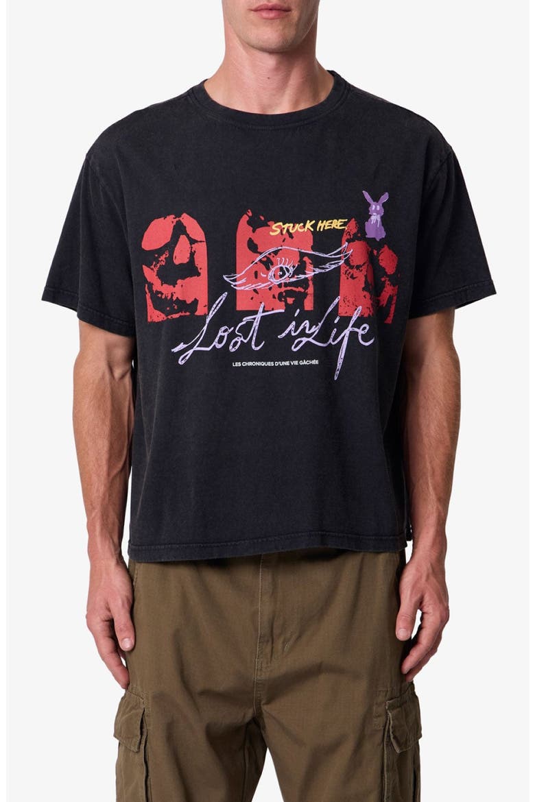 Lost in Life Cotton Graphic T-Shirt, Main, color, WASHED BLACK