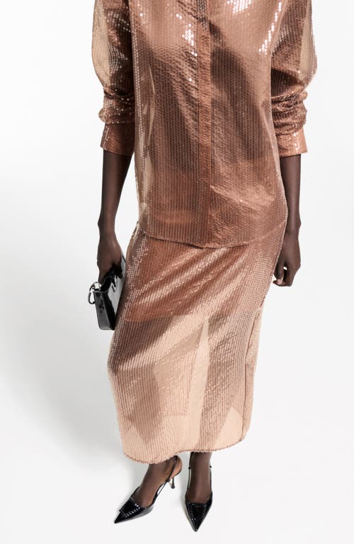 Mango Sequin Midi Skirt In Brown