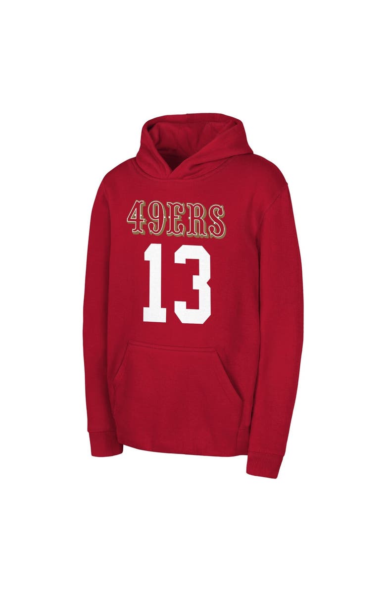 Outerstuff Youth Outerstuff Brock Purdy Scarlet San Francisco 49ers Mainliner Player Name & Number Hoodie, Alternate, color, Scarlet