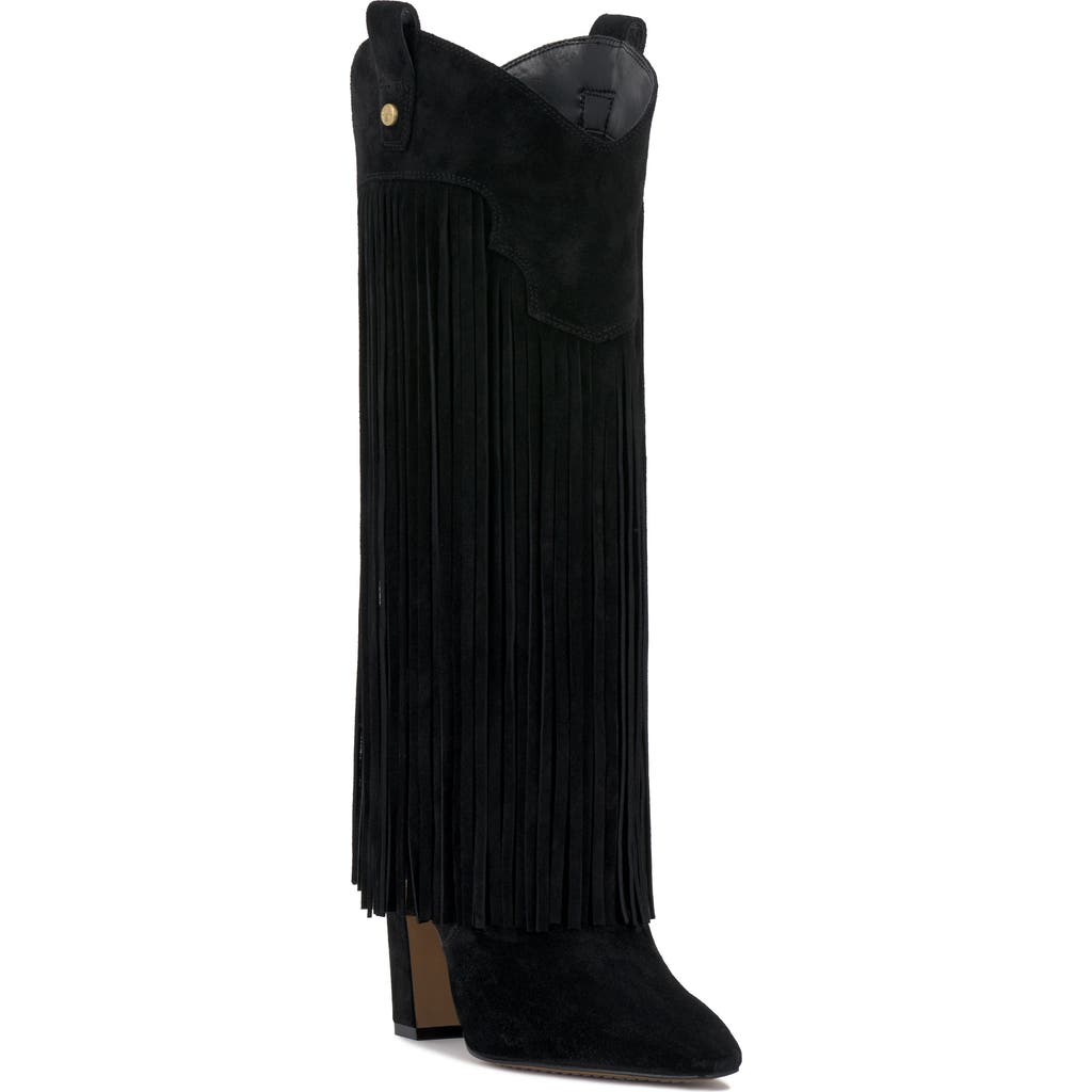 Vince Camuto Shela Pointed Toe Western Boot In Black