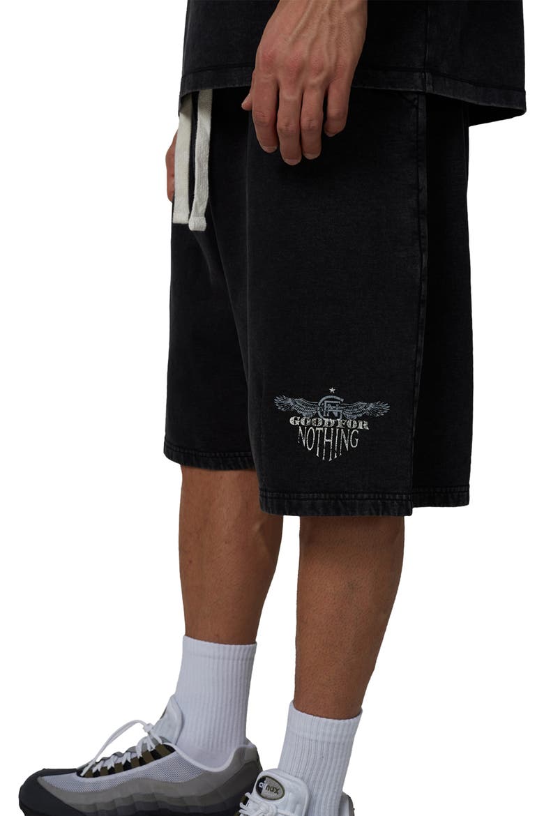 Oversized Eagle Shorts, Alternate, color, Black