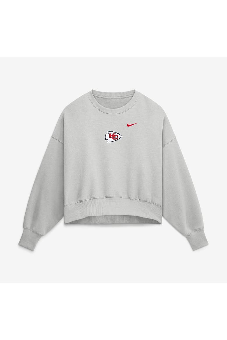 Women's Nike  Gray Kansas City Chiefs Oversized Primetime Phoenix Fleece Sweatshirt, Alternate, color, Gray