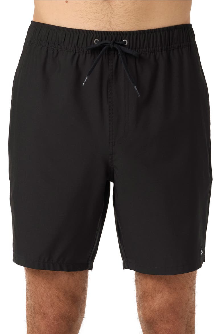Lennox Hermosa Solid Volley Swim Trunks, Main, color, BLACK