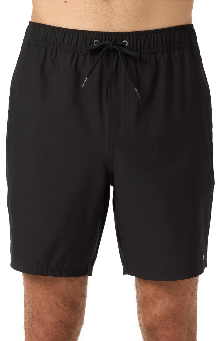 O'Neill Lennox Hermosa Solid Volley Swim Trunks, Main, color, Black